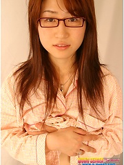 Sexy asian cutie Misa in glasses and her smooth pussy lips