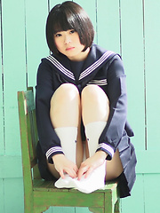 Minori is fresh, cute, and barely 18 years old. She never did chakuero shooting before so we started easy with Japanese schoolgirl cosplay and fan service!