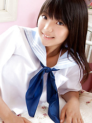 Fuuka Nishihama Asian takes school uniform off piece by piece